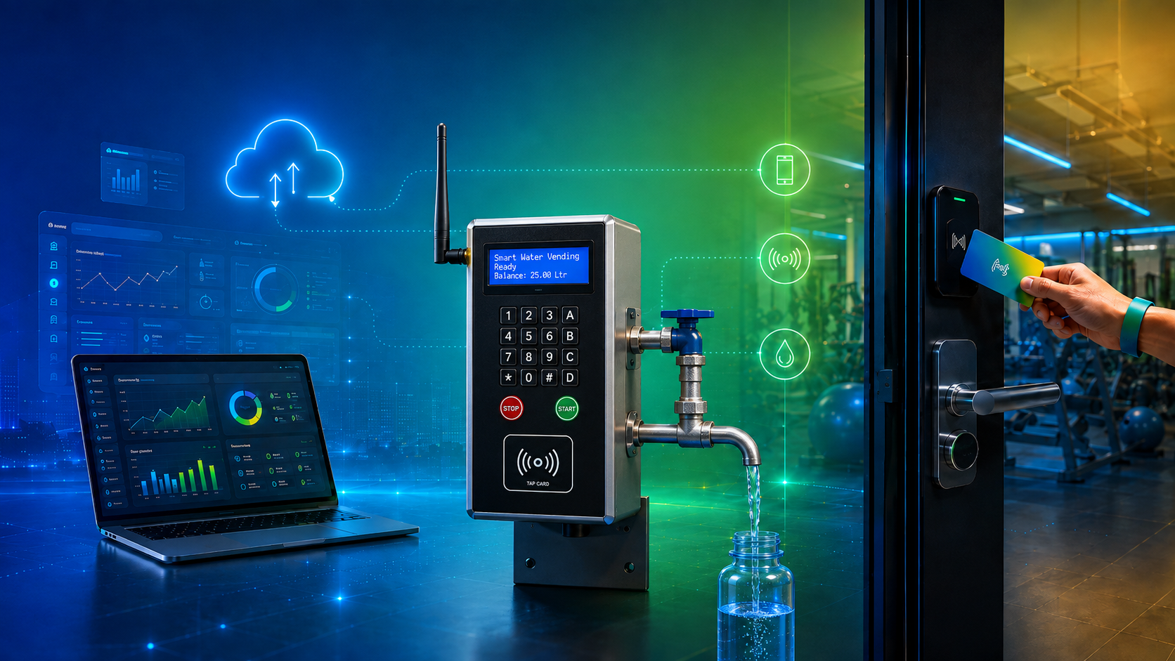 Cloud-connected water vending controller system